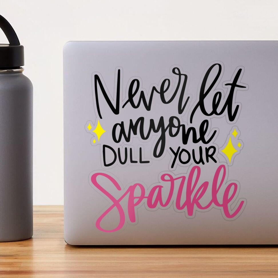 Never Dull Your Sparkle Quote, Girly Pink Glitter Keychain