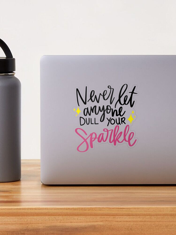 Never Dull Your Sparkle Quote, Girly Pink Glitter Keychain