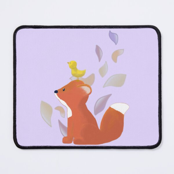 Aperçu de l'œuvre Renard et oiseau kawaii mignons aux feuilles pastel créée et vendue par glowvim.