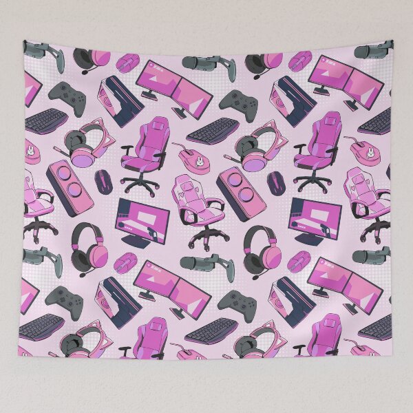 Artikelvorschau, Gamer Seamless Pattern Pink entworfen und verkauft von MadeByBeata.
