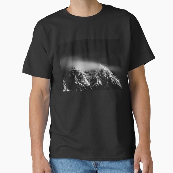 Black and white long exposure of clouds above mountain Classic T-Shirt