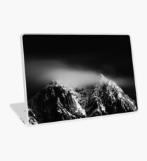 Black and white long exposure of clouds above mountain Laptop Skin