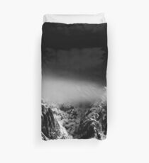 Black and white long exposure of clouds above mountain Duvet Cover