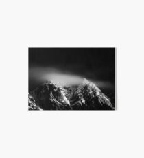 Black and white long exposure of clouds above mountain Art Board