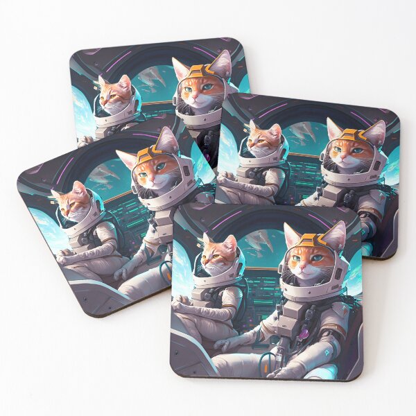 Item preview, Cute Cats on Spaceship in Space Retro Fantastic Japanese Anime  designed and sold by AIWanderer.
