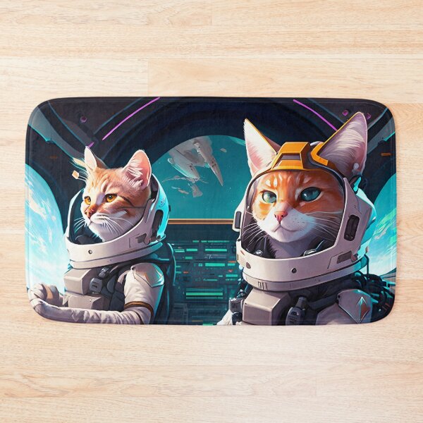 Item preview, Cute Cats on Spaceship in Space Retro Fantastic Japanese Anime  designed and sold by AIWanderer.
