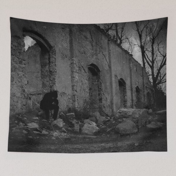 Item preview, Man in front of a  church ruins designed and sold by SvarunPogani.