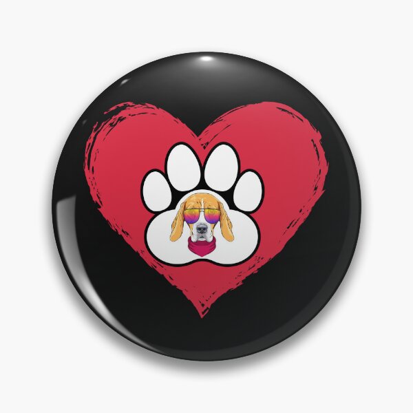 Item preview, Beagle Dog Sunglasses in Foot Print In Big Red Heart designed and sold by FreeMind-Design.