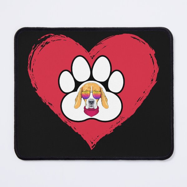Item preview, Beagle Dog Sunglasses in Foot Print In Big Red Heart designed and sold by FreeMind-Design.