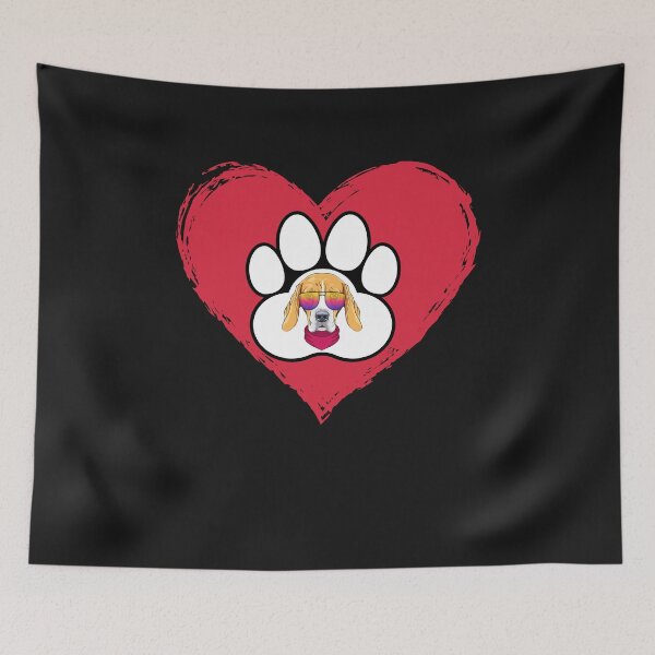 Item preview, Beagle Dog Sunglasses in Foot Print In Big Red Heart designed and sold by FreeMind-Design.