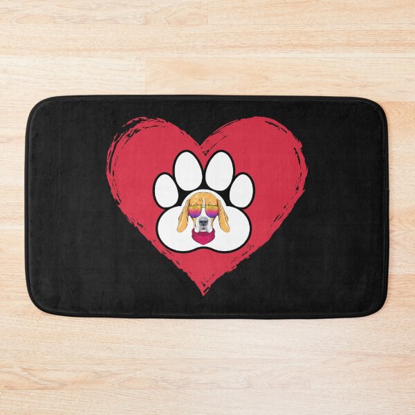 Item preview, Beagle Dog Sunglasses in Foot Print In Big Red Heart designed and sold by FreeMind-Design.