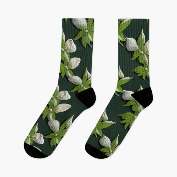 Item preview, Trillium amd may apple, green and white designed and sold by YeKnot.