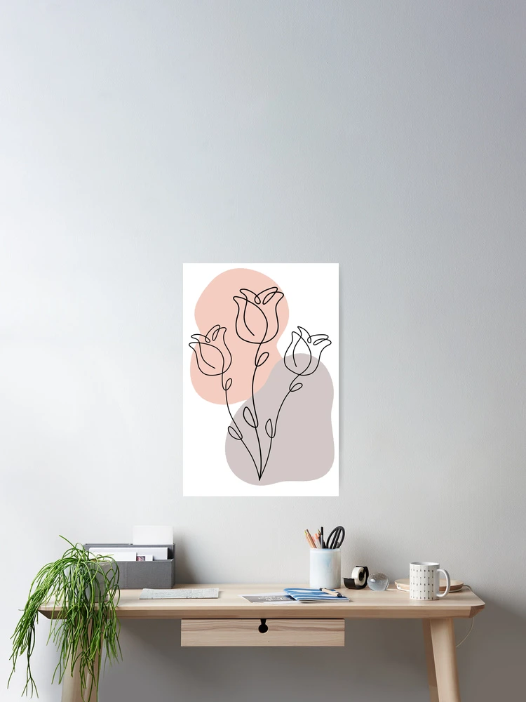 Thumbnail 2 of 3, Poster, Abstract One Line Roses designed and sold by CatherineAlysha.