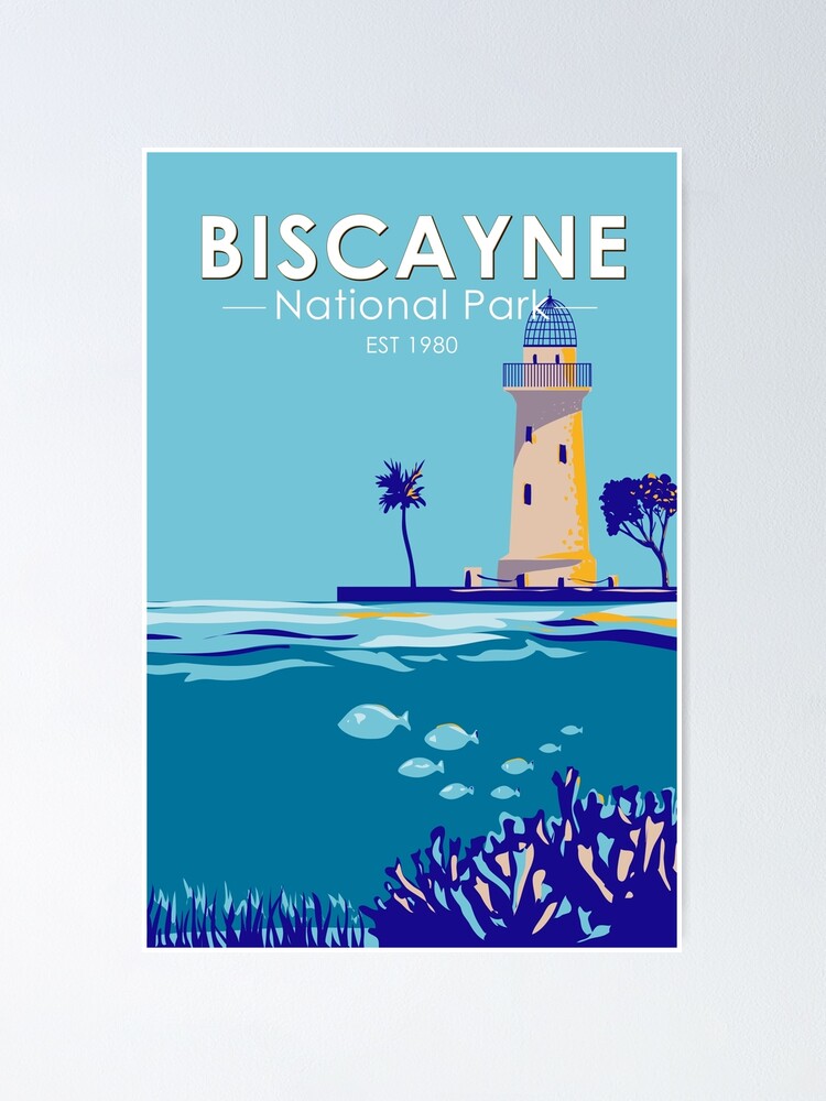 Thumbnail 2 of 3, Poster, Biscayne National Park Boca Chita Key Vintage designed and sold by KrisSidDesigns.