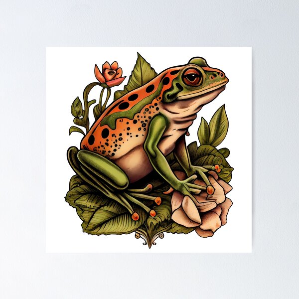 Banjo Frog on Skull American Traditional Tattoo Flash Print - Etsy Sweden