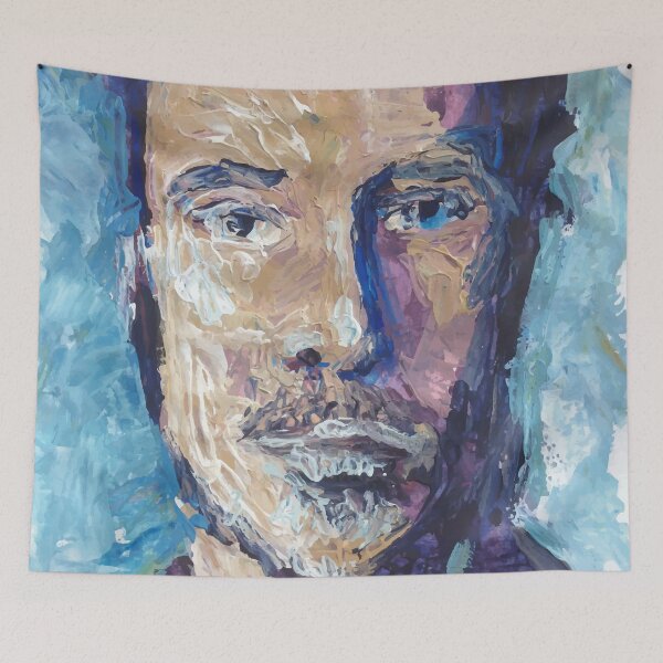 Item preview, Young man portrait in blue designed and sold by Noemi Hernandez.