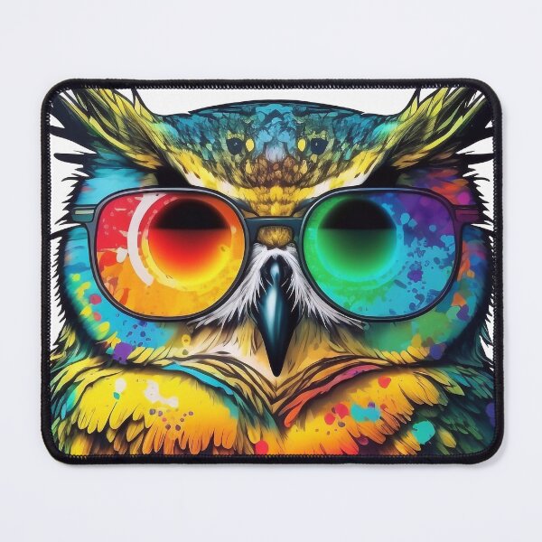 Item preview, Power animal owl with sunglasses in cheerful bright colors designed and sold by knuppify.