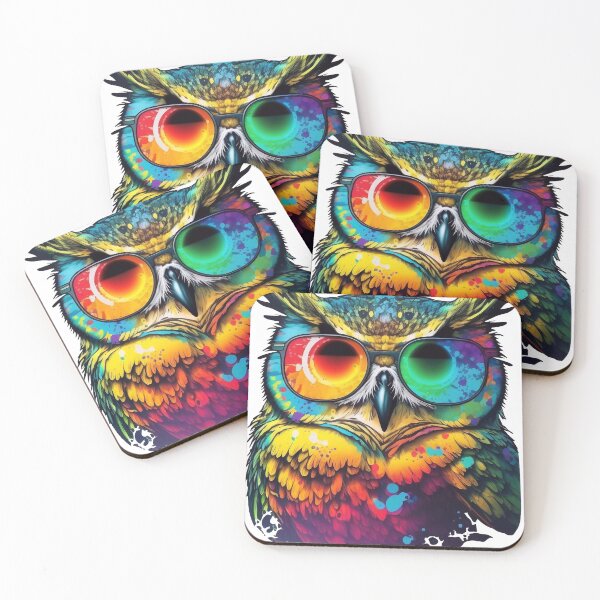 Item preview, Power animal owl with sunglasses in cheerful bright colors designed and sold by knuppify.