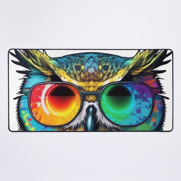 Item preview, Power animal owl with sunglasses in cheerful bright colors designed and sold by knuppify.