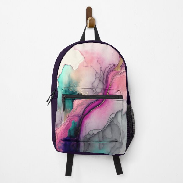 Item preview, Wavy Smoky Pink and Teal  - Abstract Contemporary Alcohol Ink Resin Art designed and sold by inkvestor.