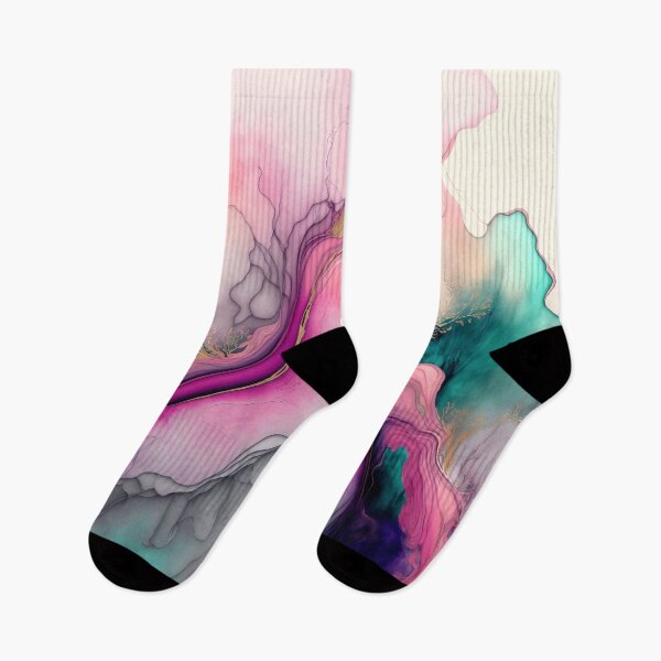 Item preview, Wavy Smoky Pink and Teal  - Abstract Contemporary Alcohol Ink Resin Art designed and sold by inkvestor.