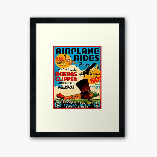 INMAN BROS : Vintage Flying Circus Airplane Advertising Print Framed Art Print