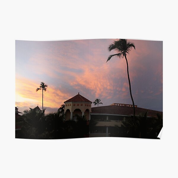 Sunset in Grand Bahia Principe Resort, Playa de Arena Gorda, Dominican Republic Poster