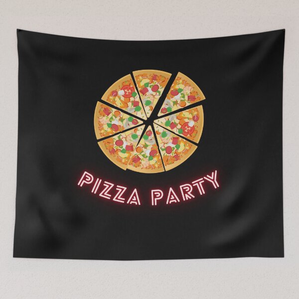 Item preview, Pizza Party Neon Big Pizza 8 slices of pizza designed and sold by FreeMind-Design.