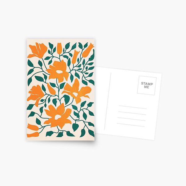 Tangerine & Pine: Matisse Flowers & Leaves  Postcard