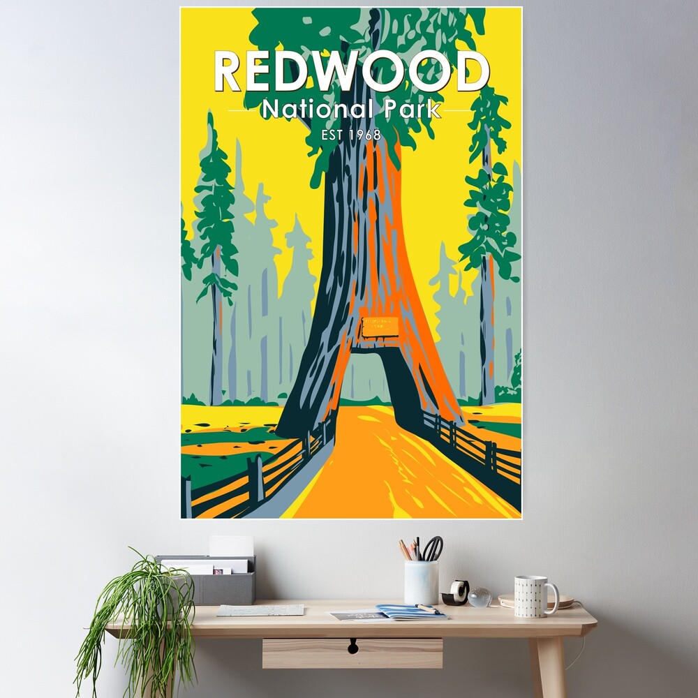 Bradbury Redwood Trees shipping Arts & Crafts Poster