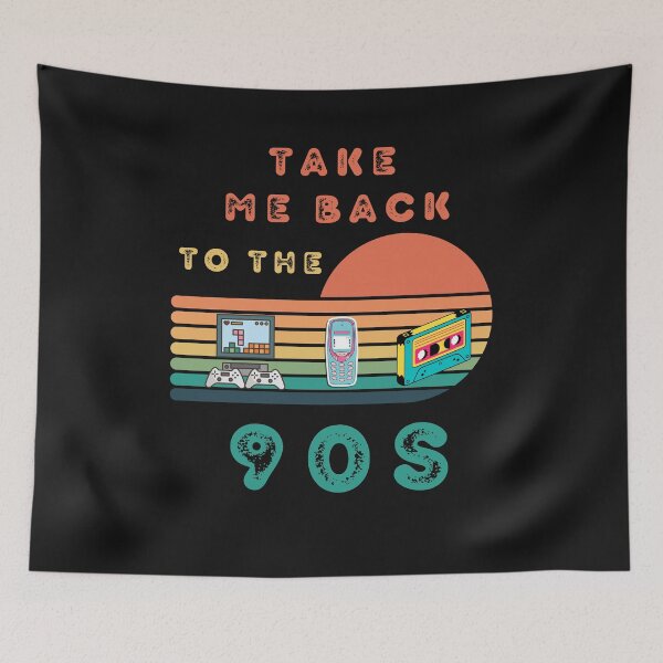Item preview, Take me back to the 90s Old phone, cassette tape,console Retro Sunset designed and sold by FreeMind-Design.