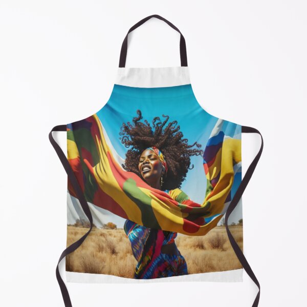 Item preview, black african woman with colorful flag sky on background  designed and sold by YayaBursk.