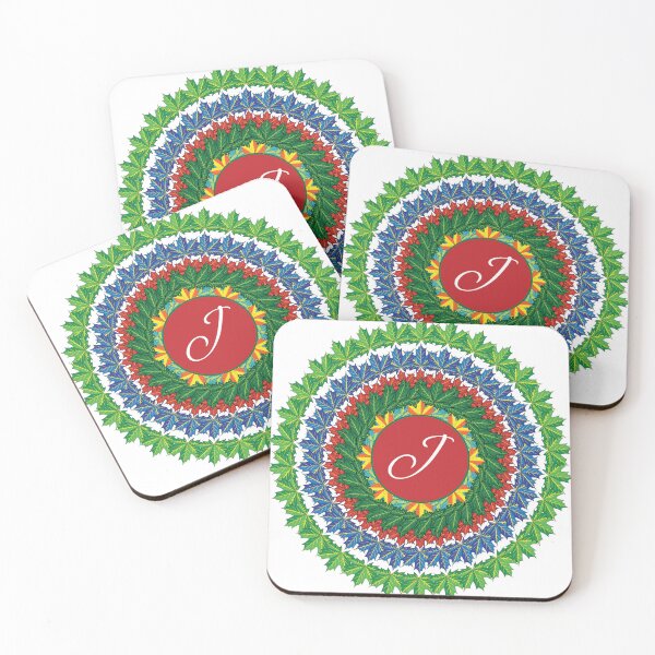 Artikelvorschau, Alphabet J Blattkunst Mandala-Kreis-Design entworfen und verkauft von MubaraksArt.