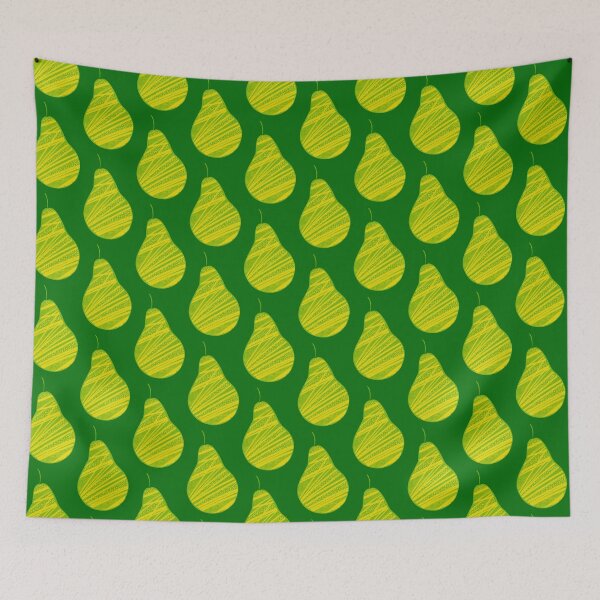 Item preview, Green and yellow pear fruit on green background designed and sold by IULIART.