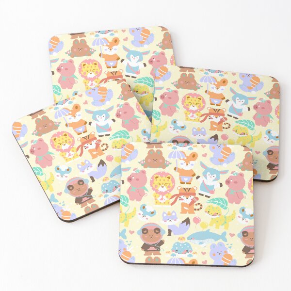 Item preview, Cute Animals Seamless Pattern Yellow designed and sold by MadeByBeata.