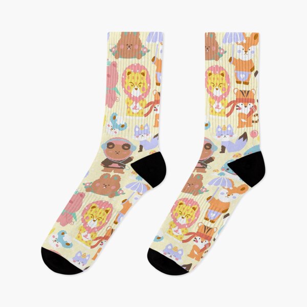 Item preview, Cute Animals Seamless Pattern Yellow designed and sold by MadeByBeata.