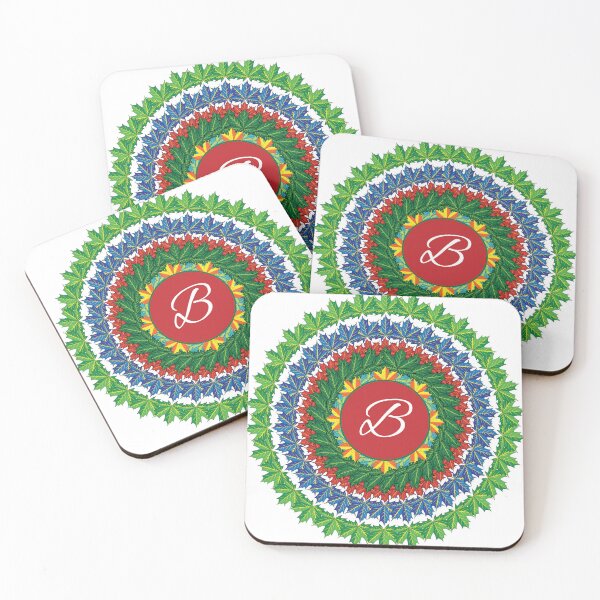 Artikelvorschau, Alphabet B Blattkunst Mandala-Kreis-Design entworfen und verkauft von MubaraksArt.