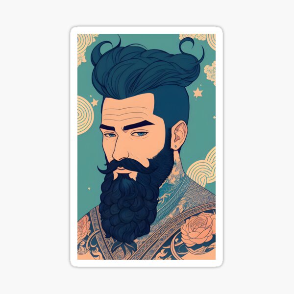 Item preview, Handsome Tattooed Man/ Portrait/ Bearded/ Asian Aesthetic  designed and sold by DelMoore93.
