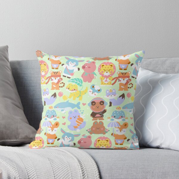 Item preview, Cute Animals Seamless Pattern Lime Green designed and sold by MadeByBeata.