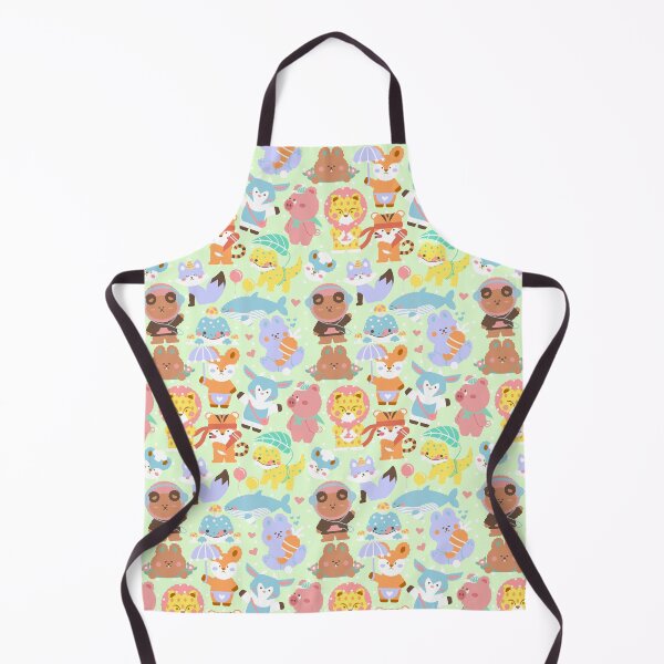 Item preview, Cute Animals Seamless Pattern Lime Green designed and sold by MadeByBeata.