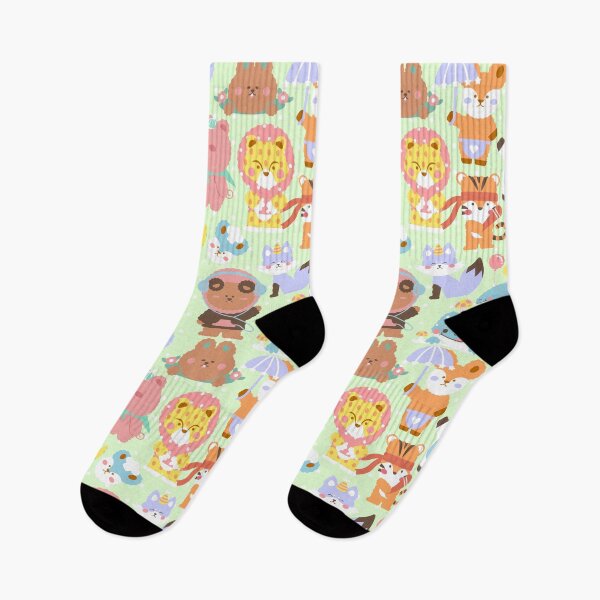 Item preview, Cute Animals Seamless Pattern Lime Green designed and sold by MadeByBeata.