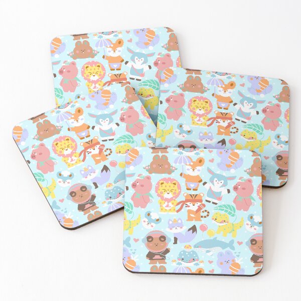 Item preview, Cute Animals Seamless Pattern Blue designed and sold by MadeByBeata.