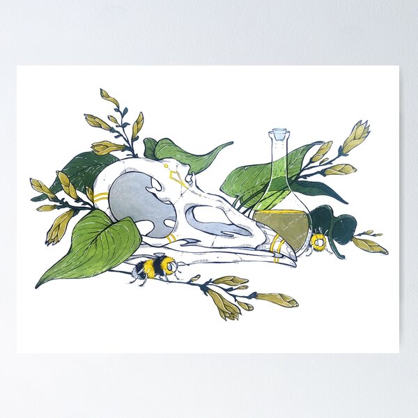 Item preview, Bird Skull with Bees and a Potion designed and sold by MicaelaDawn.