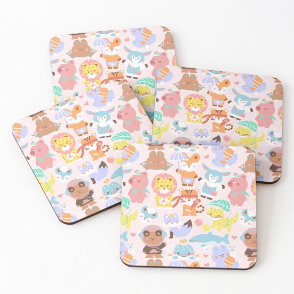 Item preview, Cute Animals Seamless Pattern Pink designed and sold by MadeByBeata.