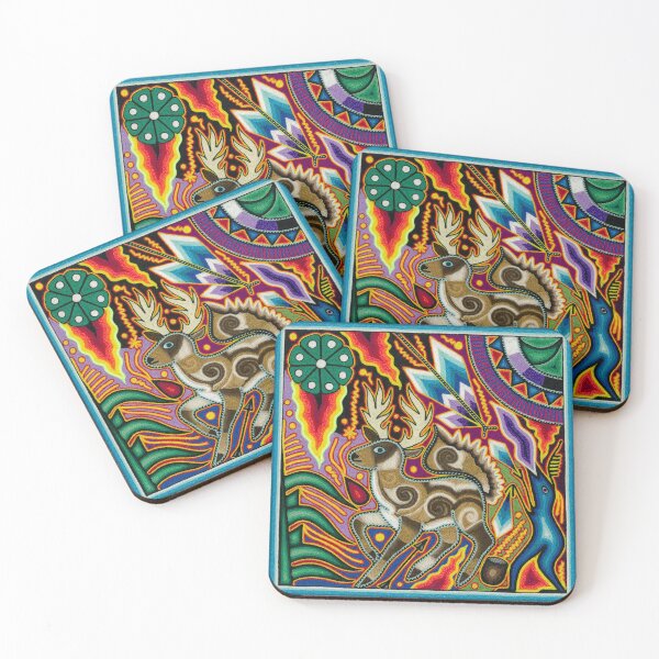 Item preview, Huichol deer and shaman in ritual designed and sold by aramara-huichol.