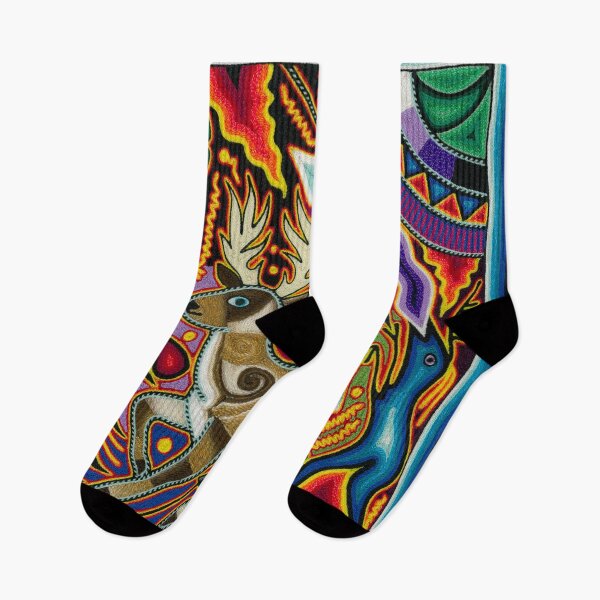 Item preview, Huichol deer and shaman in ritual designed and sold by aramara-huichol.
