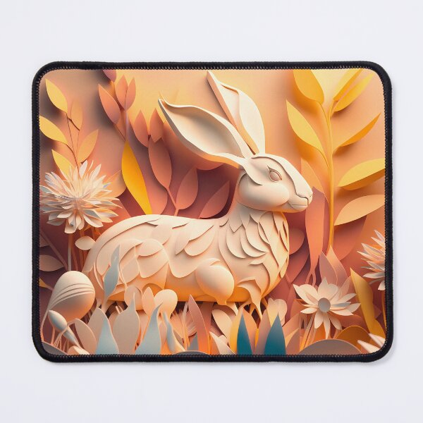 Item preview, Dreamy Summer Kirigami Craft Paper Illustration of Chinese Rabbit and Flowers designed and sold by jcliu.