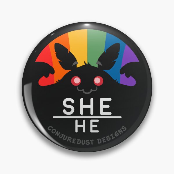 Item preview, Cryptid Pronouns: She/He designed and sold by ConjureDust Designs.
