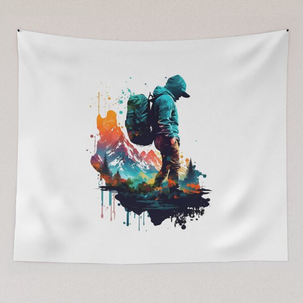 Item preview, Hikers - climbers in front of Nanga Parbat painting illustration designed and sold by togetherShirts.