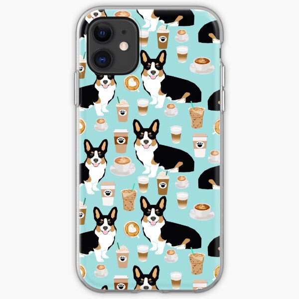 Welsh Corgi tri color amante del café regalos para perros corgis café latte pupuccino corgi crew Funda blanda para iPhone